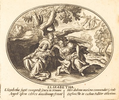 Die Flucht der Heiligen Elisabeth mit dem Heiligen Johannes als Kind von Balthasar Moncornet