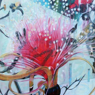 Lebendige Abstrakte Blüte von Barbara Piatti