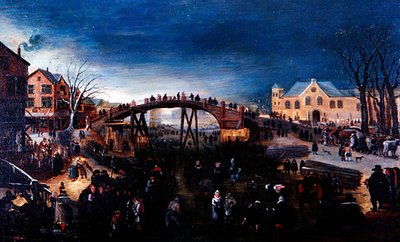 Eine Winterlandschaft mit Schlittschuhläufern und Spielern, ca. 1640-50 von Barent (follower of) Avercamp