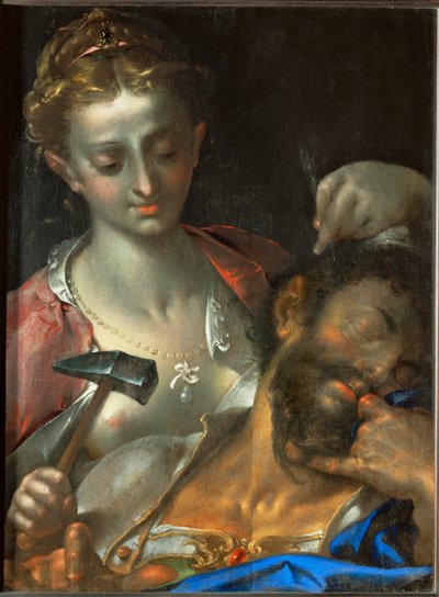 Jael tötet den Kommandanten der kanaanitischen Armee, indem sie einen Zeltpflock in seine Schläfe treibt von Bartholomaeus Spranger