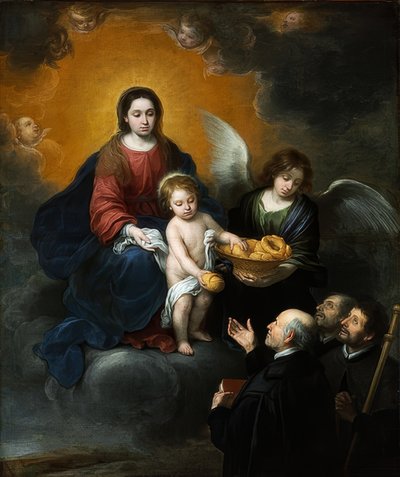 Das Christuskind verteilt Brot an die Pilger von Bartolomé Esteban Murillo
