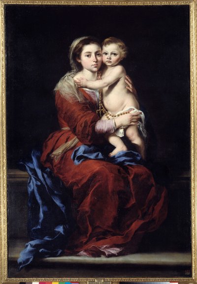 Die Jungfrau des Rosenkranzes. Madonna mit dem Kind. Gemälde von Bartolomé Murillo (1618-1682) von Bartolomé Esteban Murillo