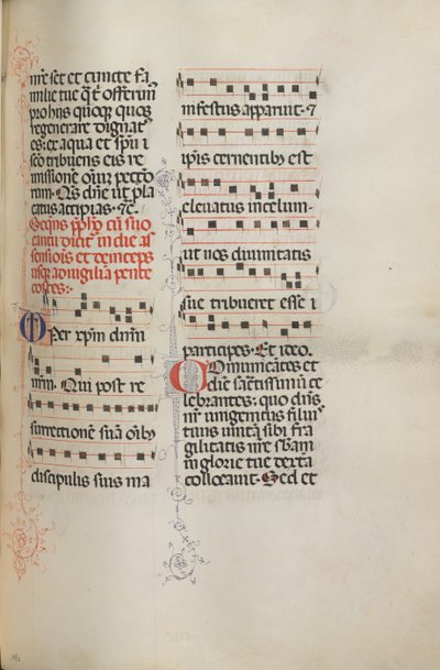 Missale: Fol. 180: Musik für verschiedene gewöhnliche Gebete, 1469 von Bartolomeo Caporali