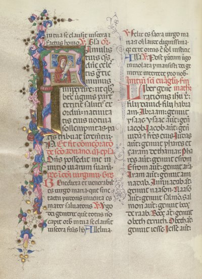 Missale: Fol. 311v: Heilige Anna hält die neugeborene Jungfrau, 1469 von Bartolomeo Caporali