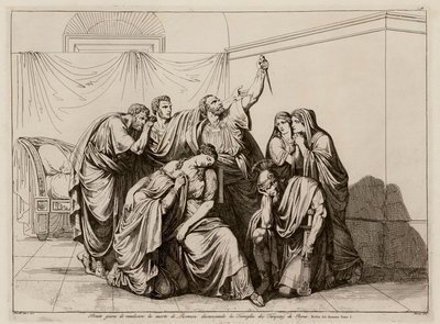 Brutus schwört, den Tod von Lucretia zu rächen, indem er die Tarquins aus Rom verbannt von Bartolomeo Pinelli