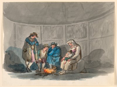 Zeichnung, Eine Familie von Hirten bei Nacht, 1807–08 von Bartolomeo Pinelli