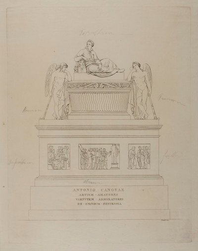 Monument für Antonio Canova, Skizze von Bartolomeo Pinelli