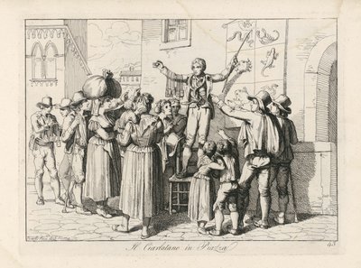 Quacksalber. in: Nuova Raccolta di cinquanta Costumi Pittoresci von Bartolomeo Pinelli