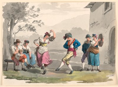 "Saltarello Romano," Tanzende Bauern in der Umgebung von Rom von Bartolomeo Pinelli