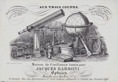 Werbung für Jacques Barboni optische Instrumente von Belgian School