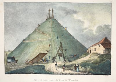 Gerät zum Aufstellen des Löwen von Waterloo, ca. 1895 von Belgian School