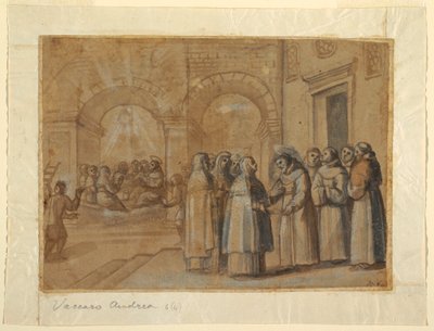 Treffen der Heiligen Franziskus und Clara von Belisario Corenzio
