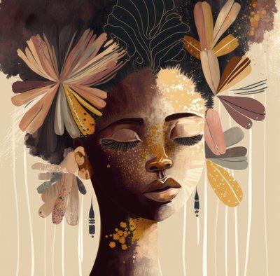 Goldene Blumen Afro-Schönheit von Bella Eve