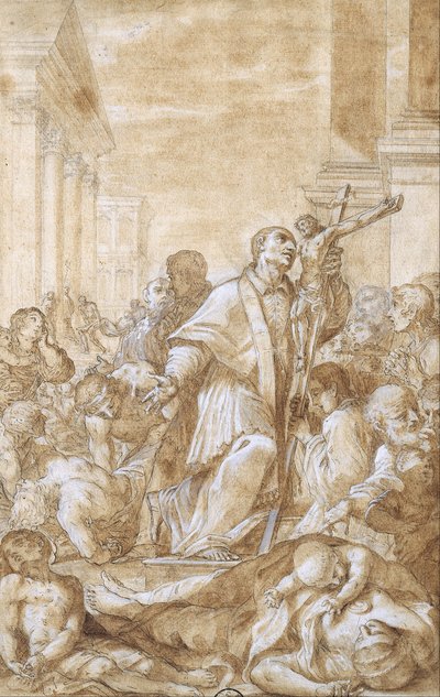 Heiliger Carlo Borromeo unter den Pestkranken von Benedetto Luti