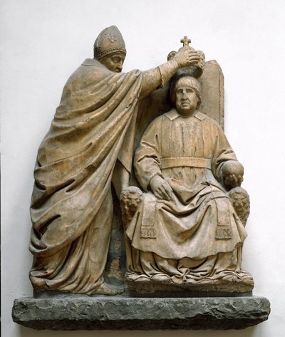 Kardinal Latino di Carlo Orsini krönt Ferdinand II. von Aragon von Benedetto da Maiano