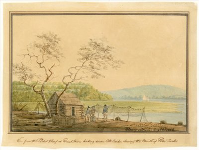 Blick vom Packet Wharf in Frenchtown den Elk Creek hinunter von Benjamin Henry Latrobe