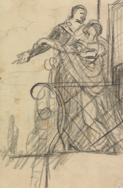 Studie von zwei Figuren auf einem Balkon von Benjamin Robert Haydon