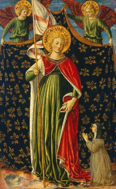 Heilige Ursula mit zwei Engeln und Stifter, ca. 1455-1460 von Benozzo Gozzoli