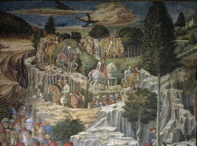 Prozession der Heiligen Drei Könige mit Laurent dem Prächtigen (Fresko) von Benozzo di Lese di Sandro Gozzoli