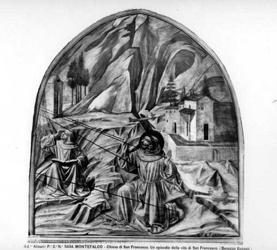 Der heilige Franziskus empfängt die Stigmata (Fresko) von Benozzo di Lese di Sandro Gozzoli