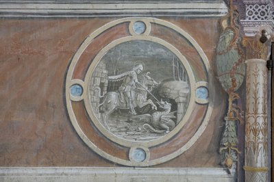 Sankt Georg tötet den Drachen von Bernadino Zenale