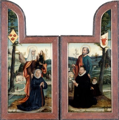 Triptychon mit St. Peter und St. Anna, Vorderseite von Bernard van Orley