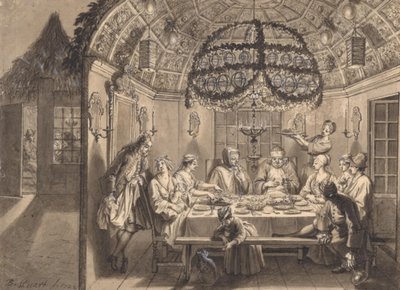Mahlzeit in der Laubhütte während des Laubhüttenfestes von Bernard Picart