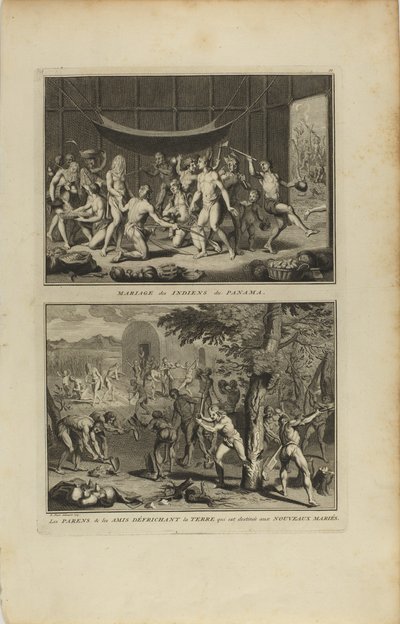 Hochzeit der Indianer von Panama/die Eltern und die Freunde... von Bernard Picart