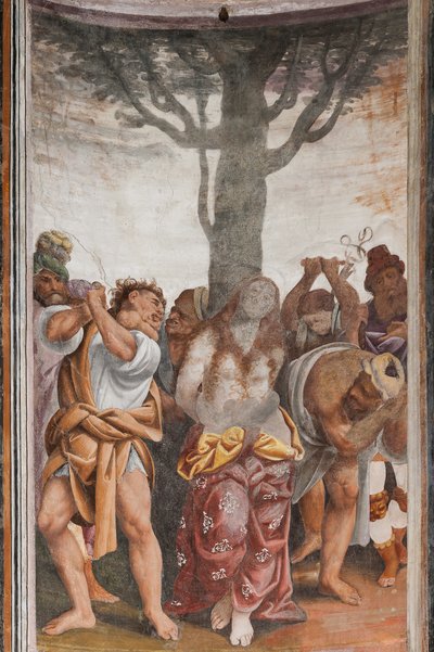 Detail des Martyriums der heiligen Katharina (Fresko) von Bernardino Lanino