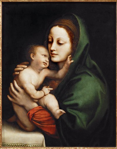 Heilige Maria und Kind, Fragment einer Darstellung im Tempel von Bernardino Luini
