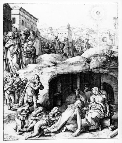 Die Anbetung der Könige, graviert von Hendrik Goltzius, ca. 1585 von Bernardino Passeri