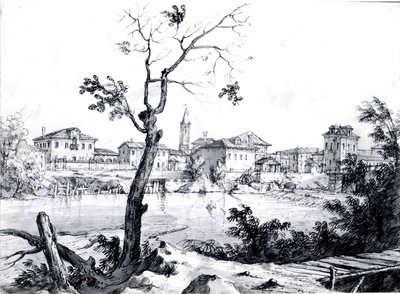 Ein Dorf an der Brenta von Bernardo Bellotto