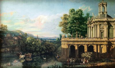 Architektonische Fantasie mit einem Palast von Bernardo Bellotto