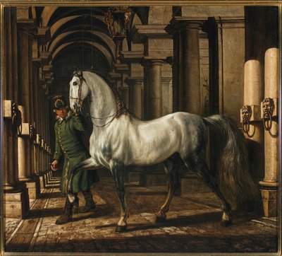 Stalljunge führt ein Pferd von Bernardo Bellotto