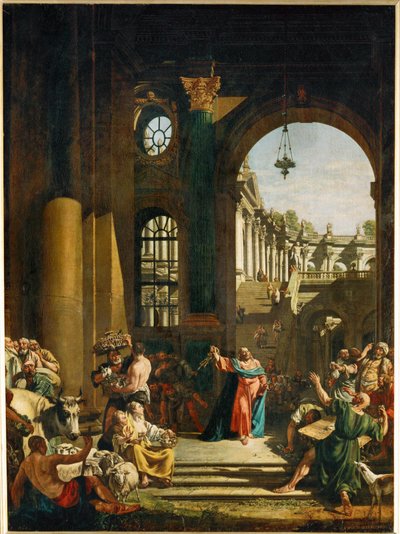 Jesus vertreibt die Geldwechsler und Händler aus dem Tempel von Bernardo Bellotto