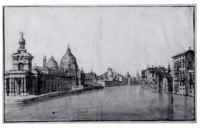 Der Eingang zum Canal Grande, mit der Dogana da Mar und Santa Maria della Salute links von Bernardo Bellotto