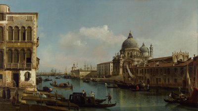 Blick auf den Canal Grande: Santa Maria della Salute und die Dogana vom Campo Santa Maria Zobenigo, ca. 1743 von Bernardo Bellotto