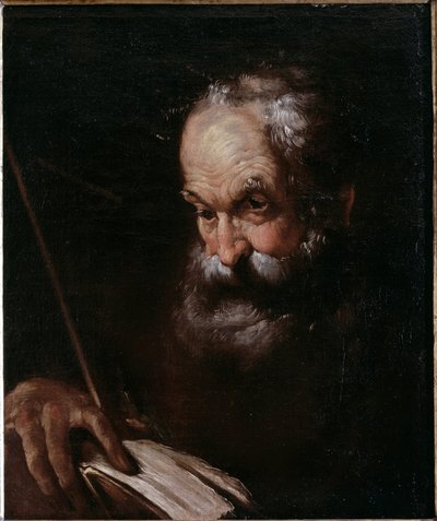 Porträt eines alten Mannes mit einem Buch von Bernardo Strozzi