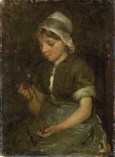 Mädchen mit Kirschen von Bernardus Johannes Blommers or Bloomers