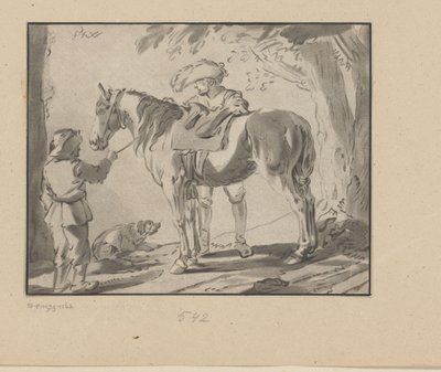 Zwei Männer bei einem Pferd von Bernhard Schreuder