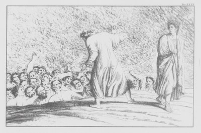 Dantes Göttliche Komödie, Inferno (Hölle), Platte XXVI (Lithografie) von Bernhard Schuler