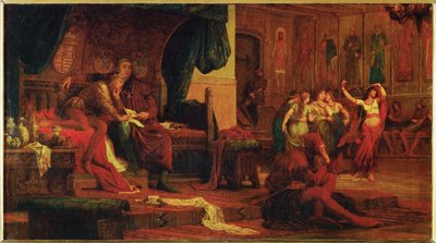 König Laszlo V von Ungarn und sein Berater Ulrich von Cilli, der den jungen König mit Vergnügungen verwöhnt, um die Regierung zu übernehmen von Bertalan Szekely