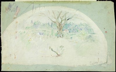 Fächer darstellend Bougival, 1884 von Berthe Morisot