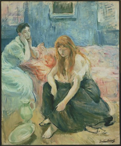 Junge Frauen bei ihrer Toilette (vom Künstler vergebener Titel) von Berthe Morisot