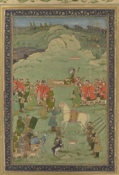 Der Kaiser Aurangzeb auf einer Sänfte getragen, ca. 1705-20 von Bhavanidas