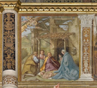 Zentrales Kirchenschiff, Vierte Nordspanne, Anbetung der Hirten, Boccaccio Boccaccino 1516-17 von Boccaccio Boccaccino