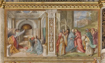 Zentrales Schiff, drittes nördliches Joch, Verkündigung, Heimsuchung, Boccaccio Boccaccino 1516-17 von Boccaccio Boccaccino