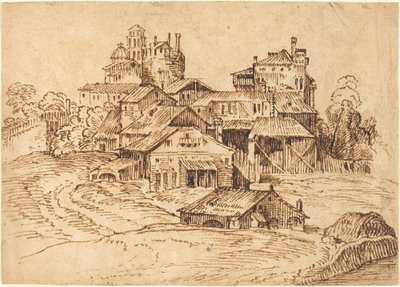 Ansicht einer italienischen Stadt (nach Tizian oder Domenico Campagnola) von Bolognese 17th Century