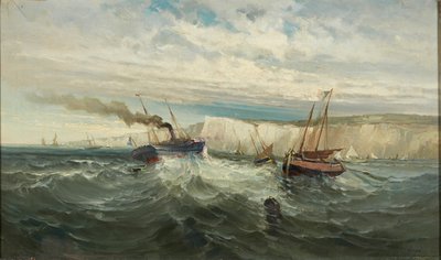 Brechende Wellen an den weißen Klippen von Dover von British School