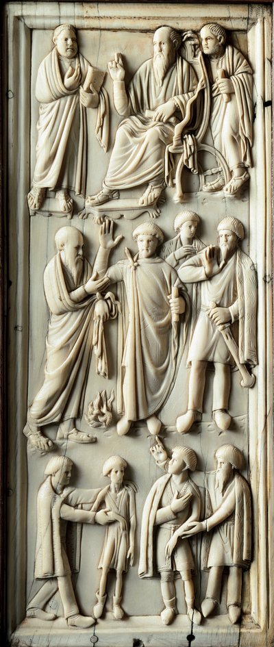 Episode aus dem Leben des Heiligen Paulus von Tarsus. Elfenbein-Diptychon. 5. Jahrhundert. Florenz, Museo Nazionale del Bargello von Byzantine
